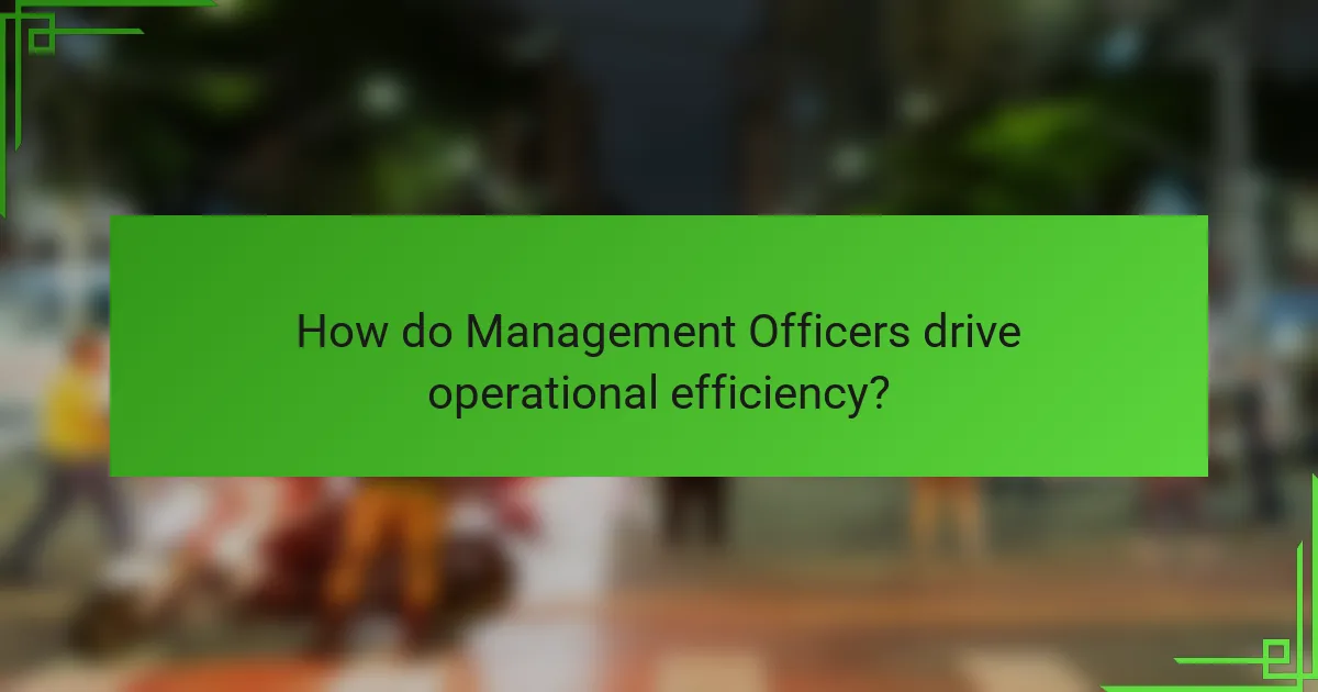 How do Management Officers drive operational efficiency?