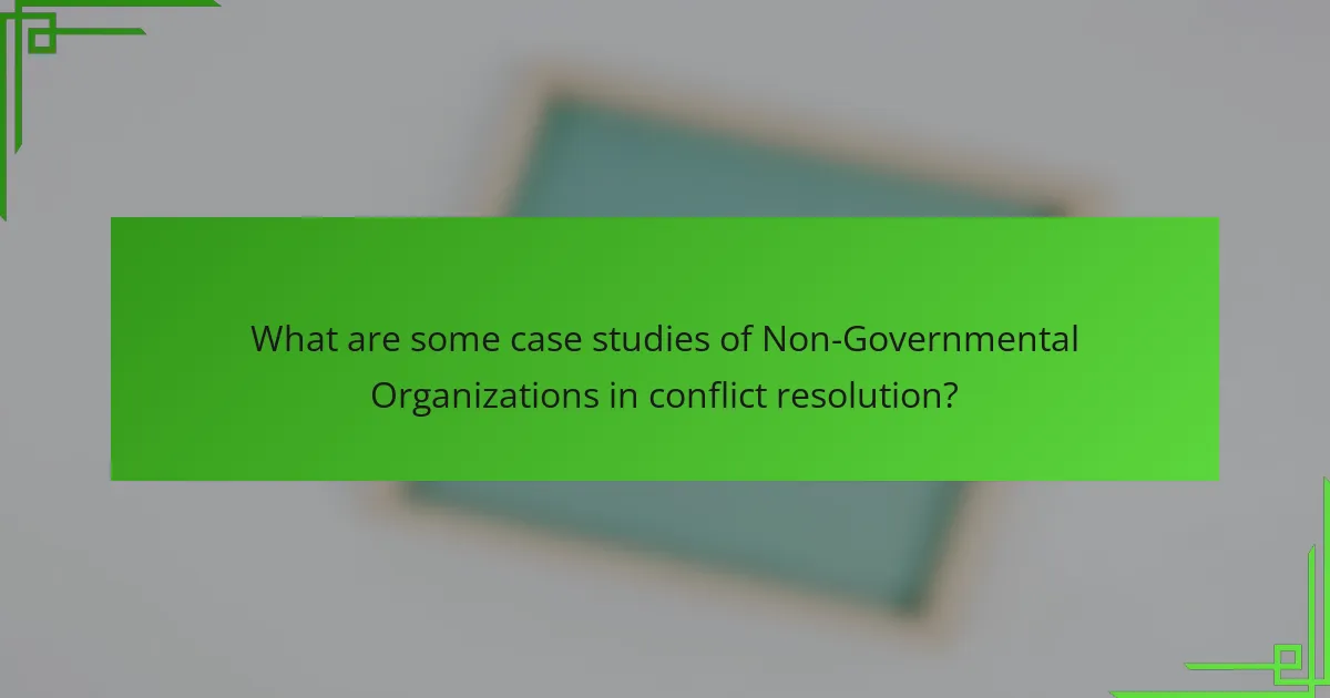 What are some case studies of Non-Governmental Organizations in conflict resolution?