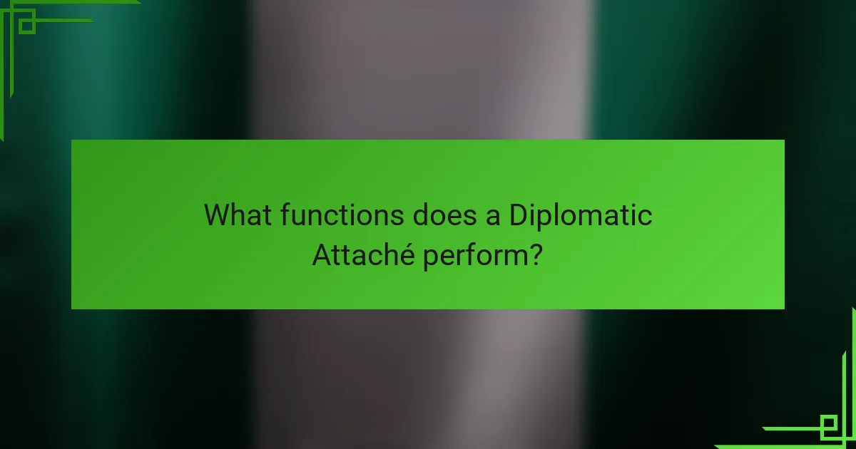 What functions does a Diplomatic Attaché perform?