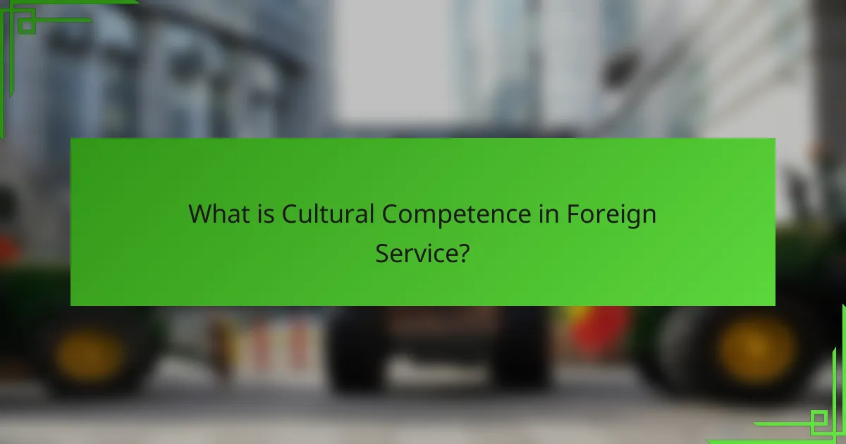 What is Cultural Competence in Foreign Service?