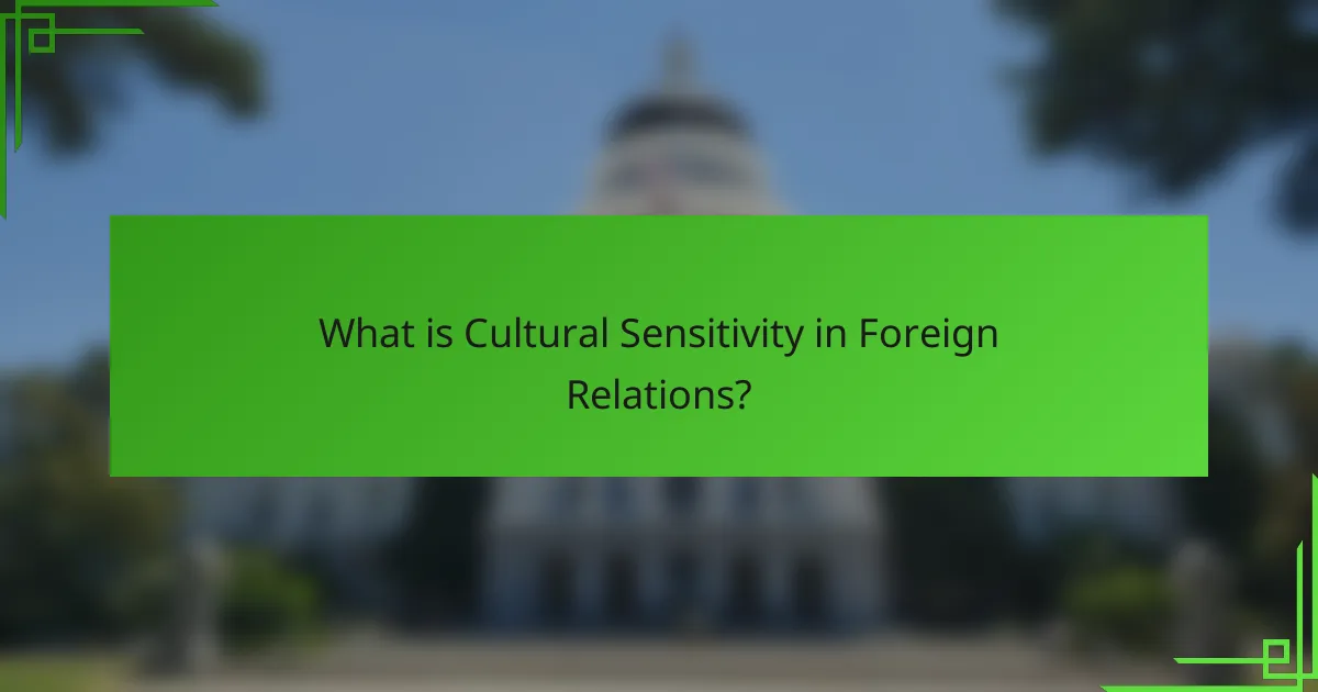 What is Cultural Sensitivity in Foreign Relations?