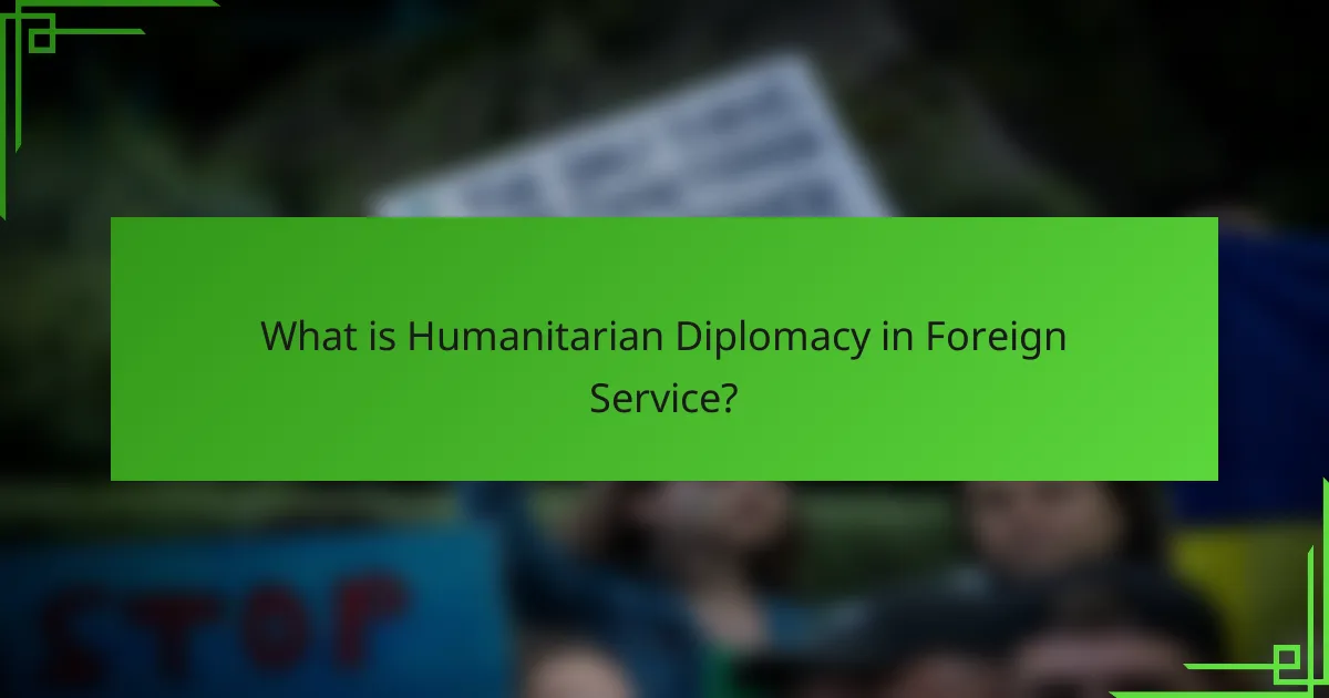 What is Humanitarian Diplomacy in Foreign Service?