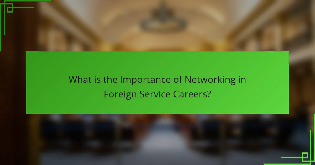 What is the Importance of Networking in Foreign Service Careers?