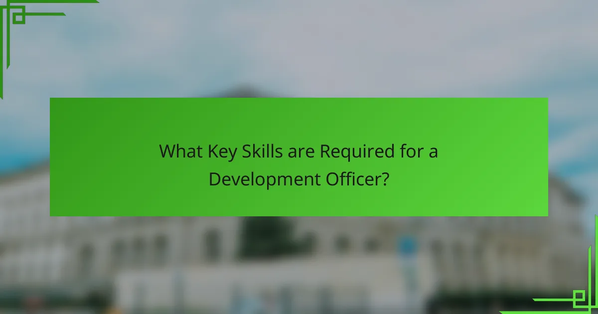 What Key Skills are Required for a Development Officer?